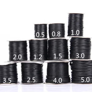 Professional black round waxed cord in various diameters for DIY jewelry and weaving