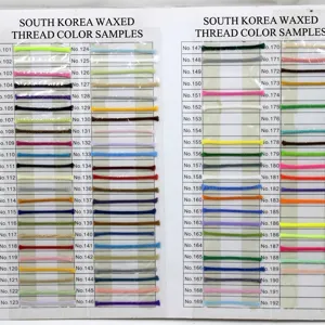 Korean round wax cord color chart featuring various DIY handmade weaving strings in many colors