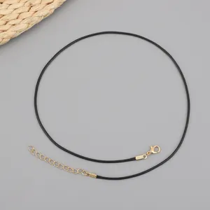 Black waxed cord necklace with a golden lobster clasp for DIY jewelry making accessories.
