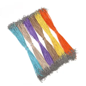 Großpackung 2mm bunte Wachskordel-Halsketten mit Karabiner für DIY-Schmuck