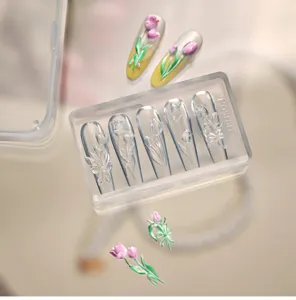 3D Tulpenblüten Silikonform für Nagelkunst zur Erstellung von geprägten floralen Maniküren