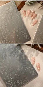 Macro view of TG-039 snowflake pattern stamping plate for holiday nail art designs