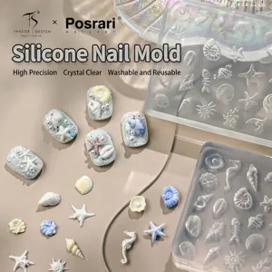 3D Silikon Nagelkunst Form Ozean Stil Muschel Seestern Seepferdchen Muster Waschbar Hochpräzise DIY Nagelkunst Dekoration Werkzeug