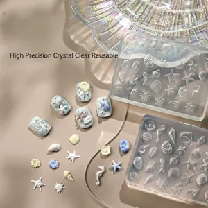 3D Silikon-Nagelkunstform mit Meeresmotiven wie Muscheln und Seesternen für DIY-Designs