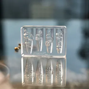 3D-transparent-Silikon-Nagelform mit Rosen- und Schlangen-Reliefmustern für DIY.