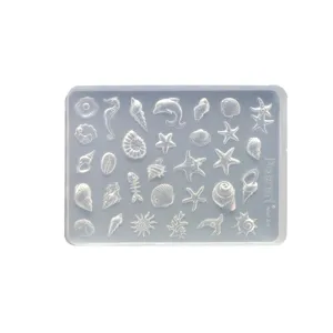 Ozean-Themen 3D Silikon Nagelkunstform mit Seestern- und Muschelformen.