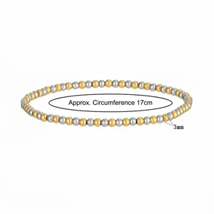 Detailansicht der 3mm Gold- und Silber-Edelstahlperlen mit 17cm Umfangsmessung