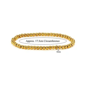 Detailansicht des 4mm vergoldeten Edelstahl-Perlenarmbands mit 17,5cm Größenangabe