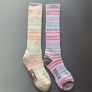 Merino wool ski socks women thermal long winter thick striped outdoor sport warm socks