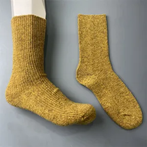 Merino wool mid tube socks solid color daily wear winter warm hiking socks detail view