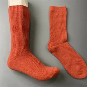 Solid color merino wool mid tube knit socks casual thermal warm outdoor hiking socks daily wear