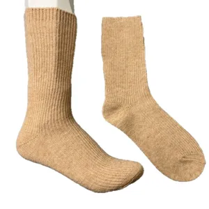 Merino wool mid-tube socks solid color ribbed knit casual fashion footwear for men and women.