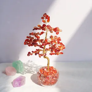 Arbre de vie en cristal de cornaline naturel pour la décoration de bureau à domicile