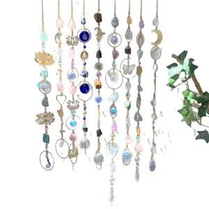 Natural crystal stone suncatcher prisms pendants set for dream garden decoration
