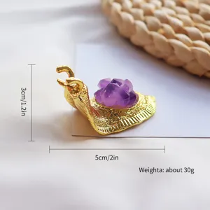 Figurine d'escargot en cristal d'améthyste pour décoration avec dimensions