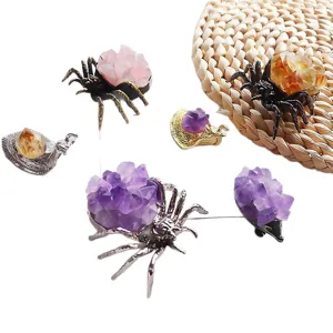 Figurines d'animaux en cristal naturel avec araignée et escargot en améthyste