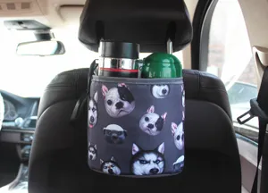 Organisateur de dossier de siège auto avec imprimés têtes de chien