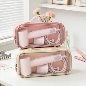 Borsa porta asciugacapelli portatile con finestra a rete e maniglia per attrezzi capelli