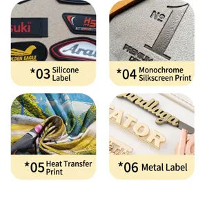 Detailweergave van merkopties zoals rubberen labels en metalen tags voor de opbergtas van föhn.