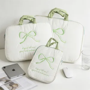Funda acolchada para portátil con lazo bordado para iPad y Macbook de 11/13/15 pulgadas