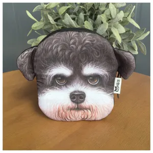 Realistic 3D printed dog head coin purse with zipper closure and cute ears detail