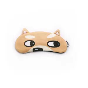 Soft plush cartoon Shiba Inu sleep mask with cute 3D ears detail for deep sleep blackout