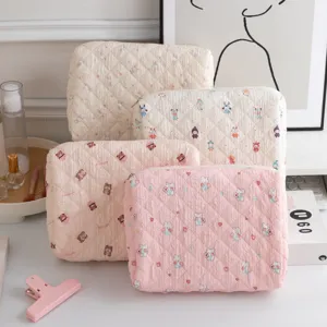 Bolsas de cosméticos acolchadas estilo ins, gran capacidad para viajes y tocador