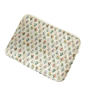 Elegant floral quilted tablet sleeve and laptop inner bag for students and commuting