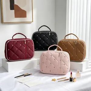 Bolsas de almacenamiento acolchadas con lazos en cuatro colores para maquillaje y libros