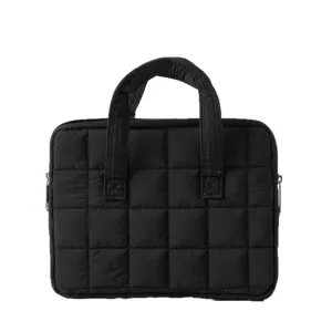 Custodia per laptop trapuntata nera con manico per MacBook 14 e iPad da 11 pollici