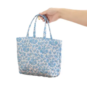 Bolso acolchado con estampado floral, organizador de maquillaje y neceser de viaje