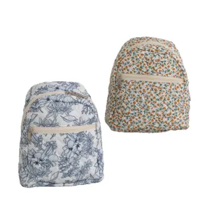 Juego de dos mochilas acolchadas ligeras con motivos florales azules y naranjas