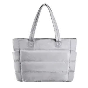 Grand sac cabas matelassé gris pour le yoga, le sport et les voyages