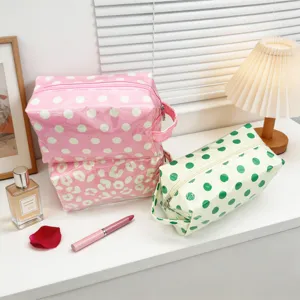 Bolsa de Maquillaje a Rayas de PVC Impermeable Gran Capacidad Estuche Portátil de Almacenamiento de Cosméticos para Mujer