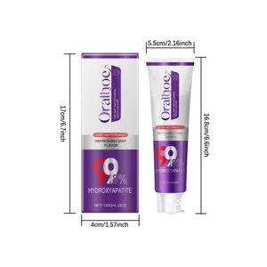 Oralhoe whitening toothpaste 120g with refreshing mint flavor and size details for oral care.