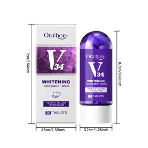ORALHOE V34 comprimes de dentifrice blanchissant pour les dents 30 pieces boite portable