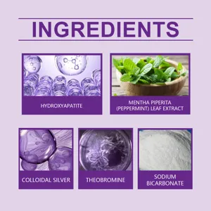 Detailed ingredient breakdown showing active components like hydroxyapatite and mint extract.
