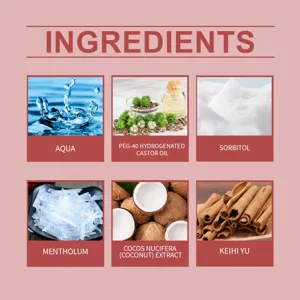 Product detail showing natural extracts and active ingredients of the daily oral care mouthwash.