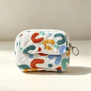 Mini bolsa acolchada con patrón abstracto colorido para auriculares y monedas pequeñas
