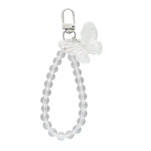 Eleganter Acrylperlen-Schlüsselanhänger mit schillerndem Schmetterling für Taschen