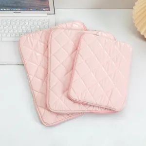 Funda para Tableta de Cuero PU Acolchado Estilo Coreano Patrón de Corazón Lazo Rombo Funda Protectora Antigolpes para Ordenador Portátil iPad Air Notebook
