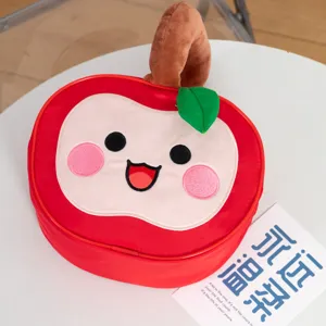 Lindo bolso de peluche rojo con forma de manzana y cara sonriente para regalo boda