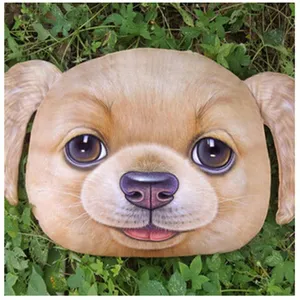 Cojín de peluche con forma de cabeza de cachorro dorado para sofá y coche