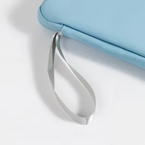 Sky blue PU waterproof 11-inch tablet sleeve case with durable grey wrist strap