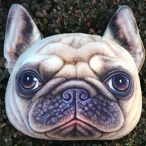 Cojín de peluche 3D realista cara de Bulldog Francés, almohada cómoda para sofá