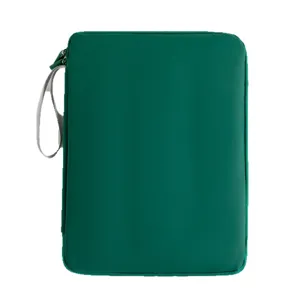 Minimalist waterproof PU green 11-inch tablet sleeve with a wrist strap