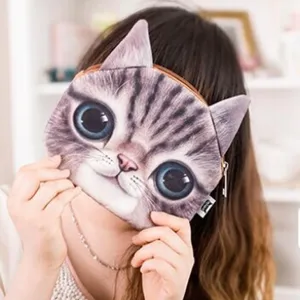 Realistische 3D Katzenkopf-Reißverschlusstasche und Kosmetiktasche für Frauen und Mädchen