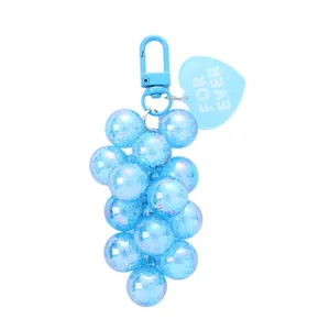 Creative blue bubble bead grape cluster keychain with heart-shaped Forever tag pendant