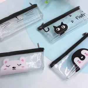Niedliches transparentes PVC-Federmäppchen mit Tiermotiven für Schüler und Schreibwaren