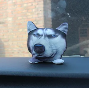 Adorno de peluche de cabeza de husky para coche con bolsa de carbón activo purificante
